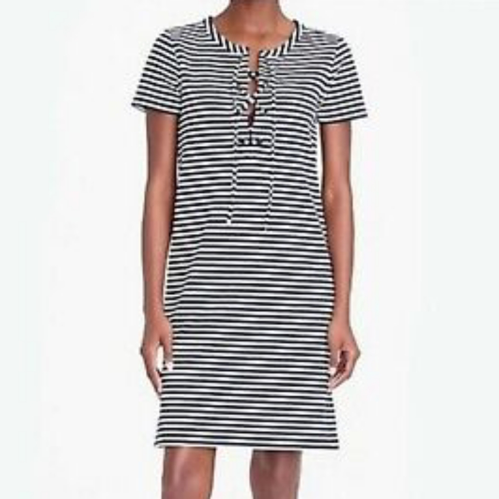 J. Crew Stripe Lace Up Knit Jersey Shift Dress- Sz. Med